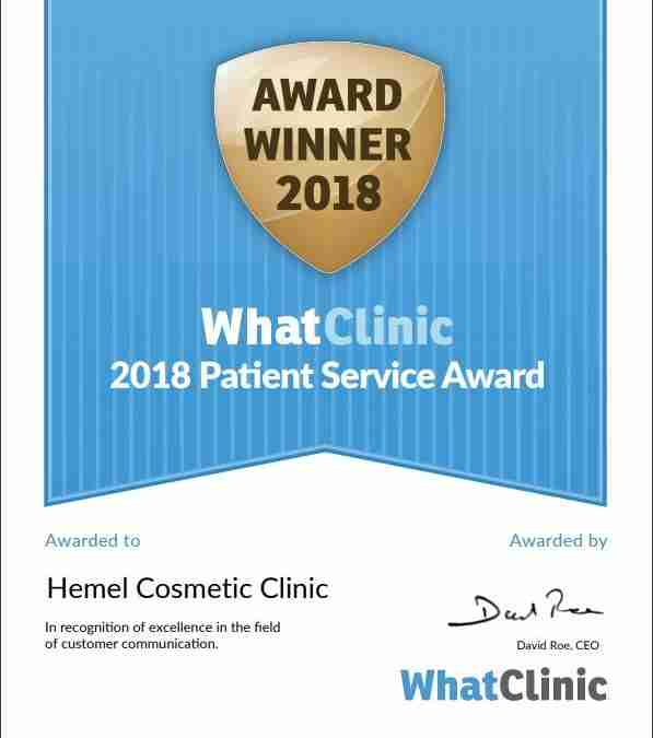 Whatclinic Patient Service Award for Hemel Cosmetic Clinic
